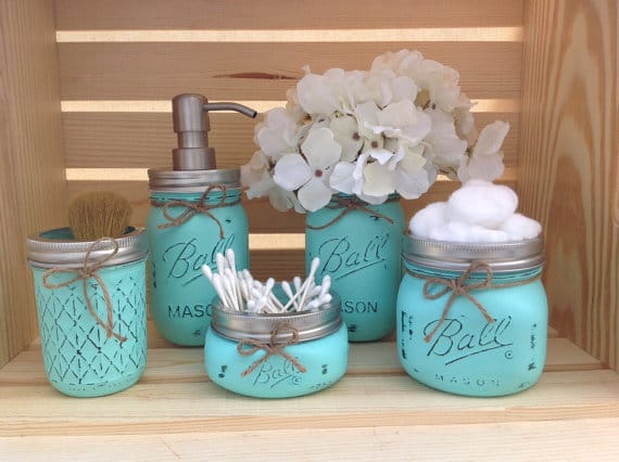 set de baño con Mason Jars